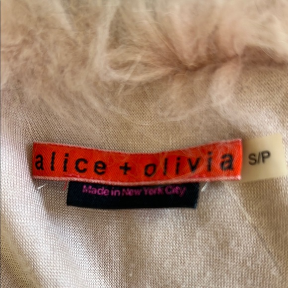 Alice & Olivia Raccoon fur Bolaro  shrug dusty pink black brown S/P - Picture 6 of 13